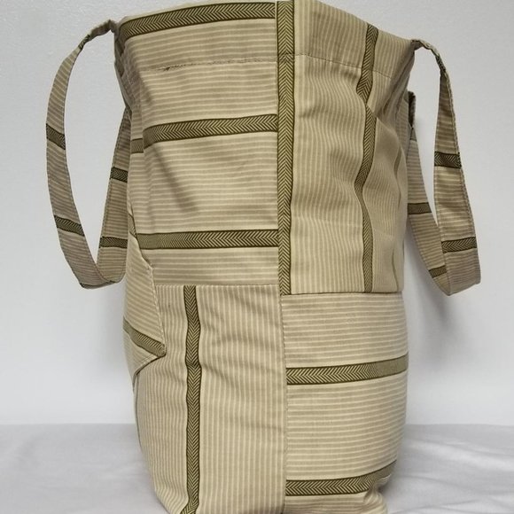 Handmade Green Line Tote Bag - Picture 2 of 4